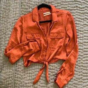 Silk Cropped Button Down